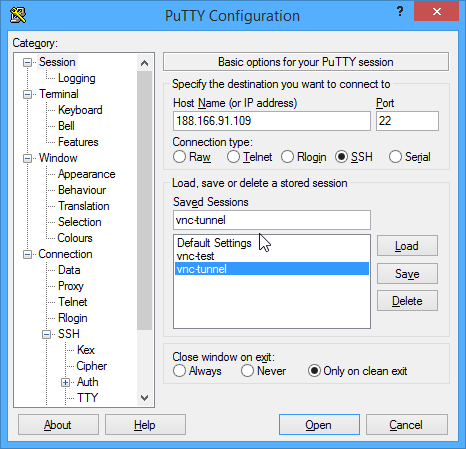 use vnc through ssh tunnel