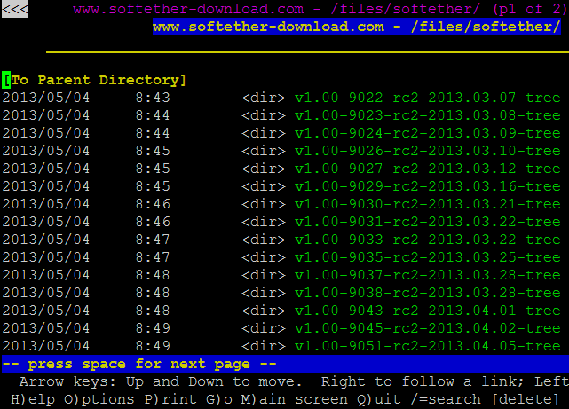 Browsing SoftEther Files List Using Lynx