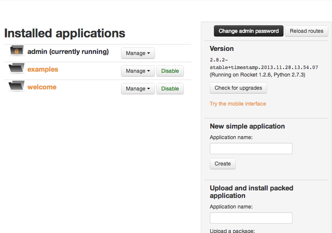 DigitalOcean web2py admin interface