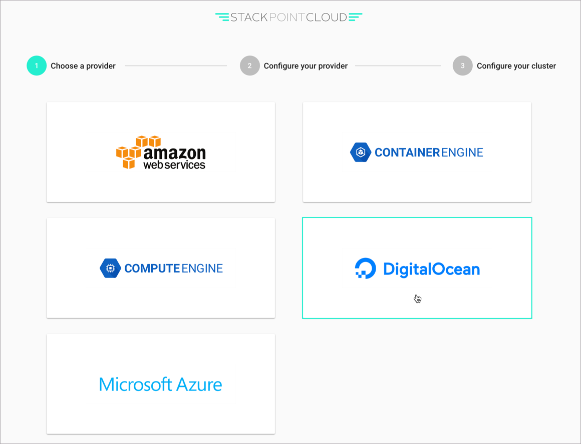 Select the DigitalOcean provider