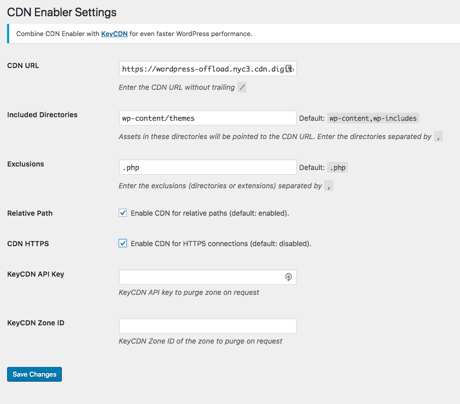 CDN Enabler Final Settings