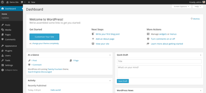 WordPress Dashboard