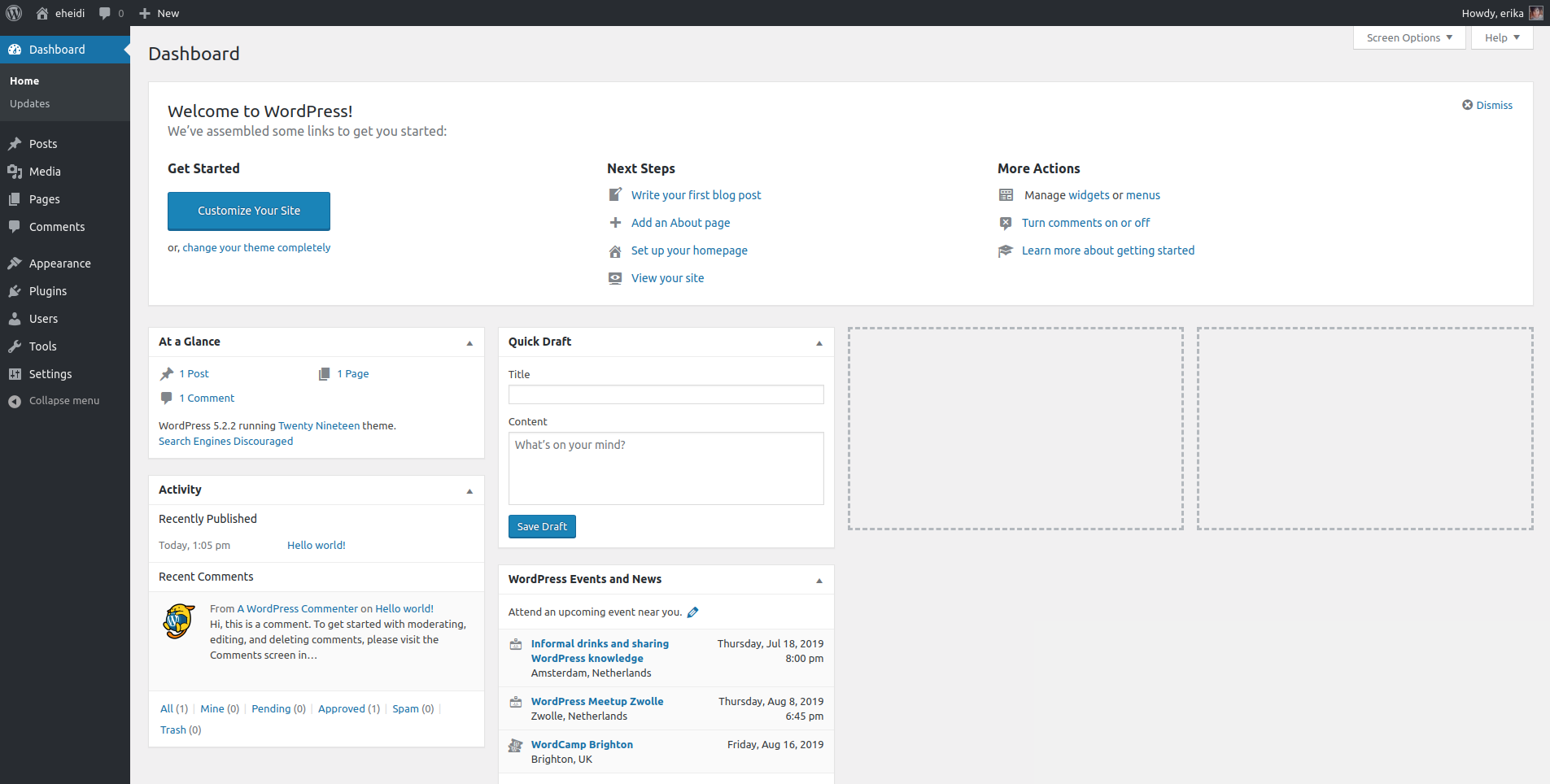 WordPress admin panel