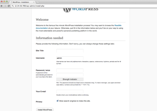 WordPress Initial Login