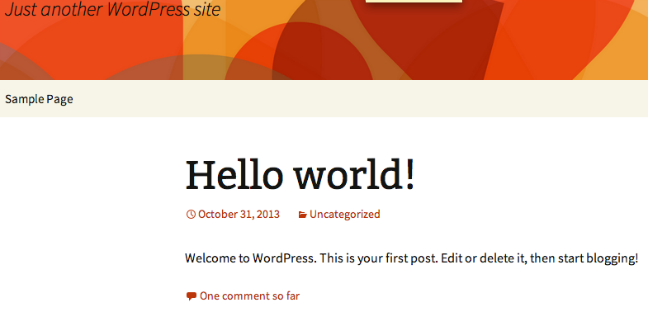 WordPress default page