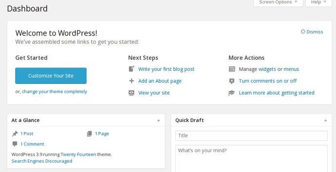 WordPress admin dashboard