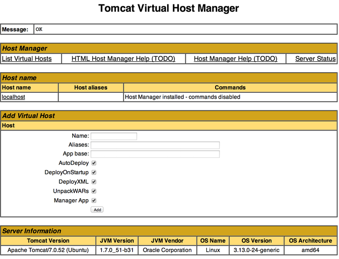 Tomcat Virtual Host Manager