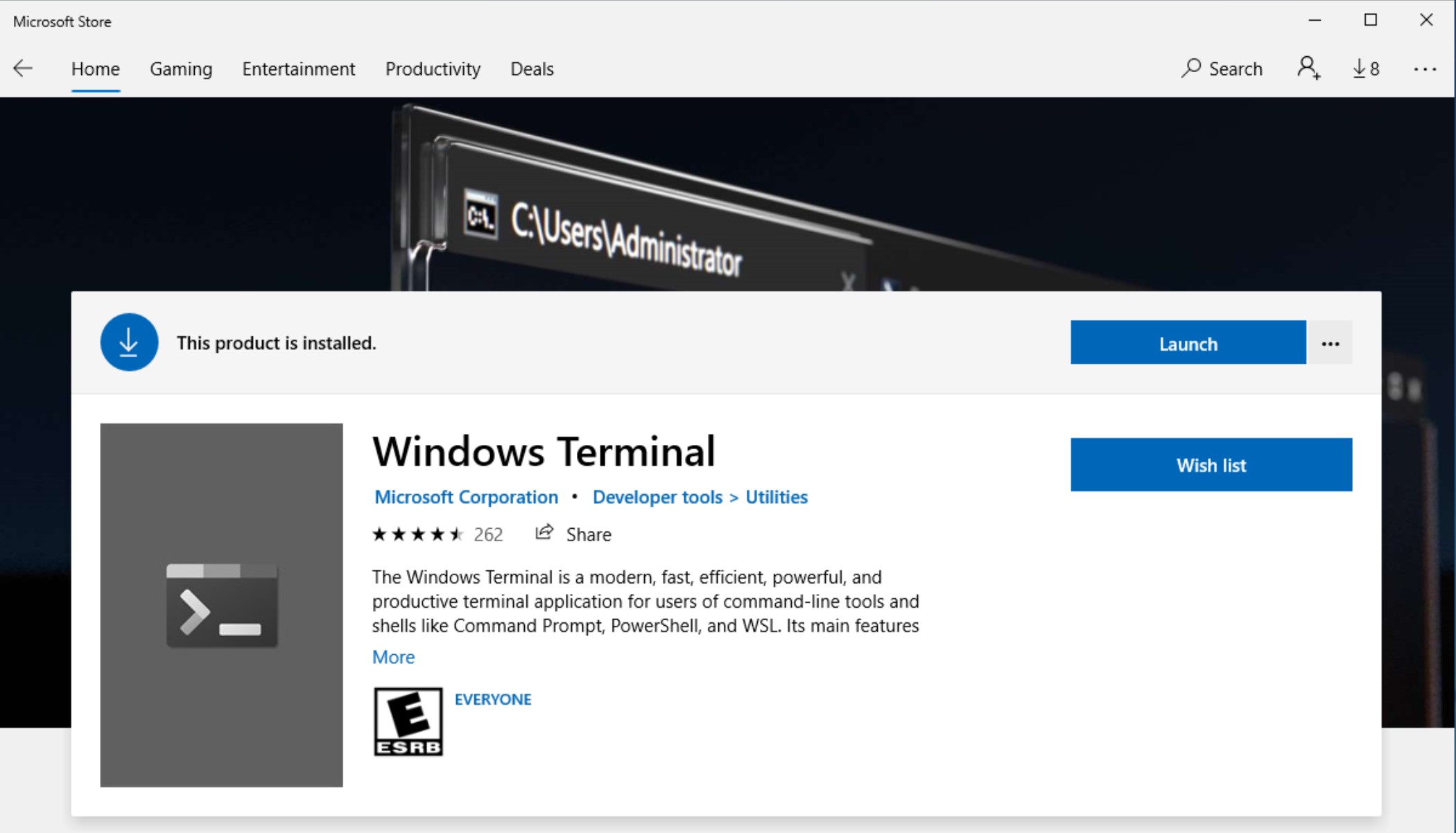 Get and Install the Windows Terminal. Then click launch