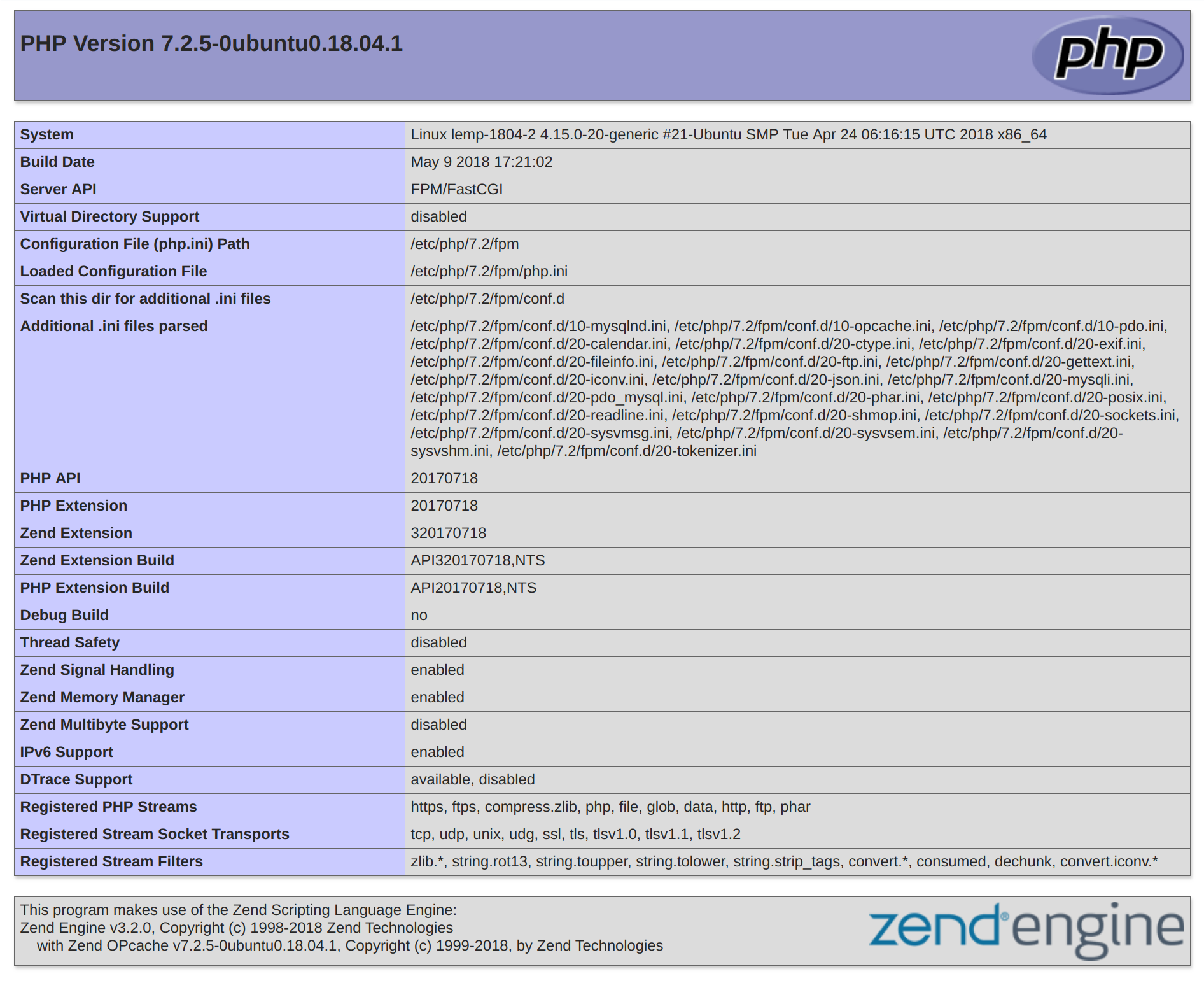 php info page