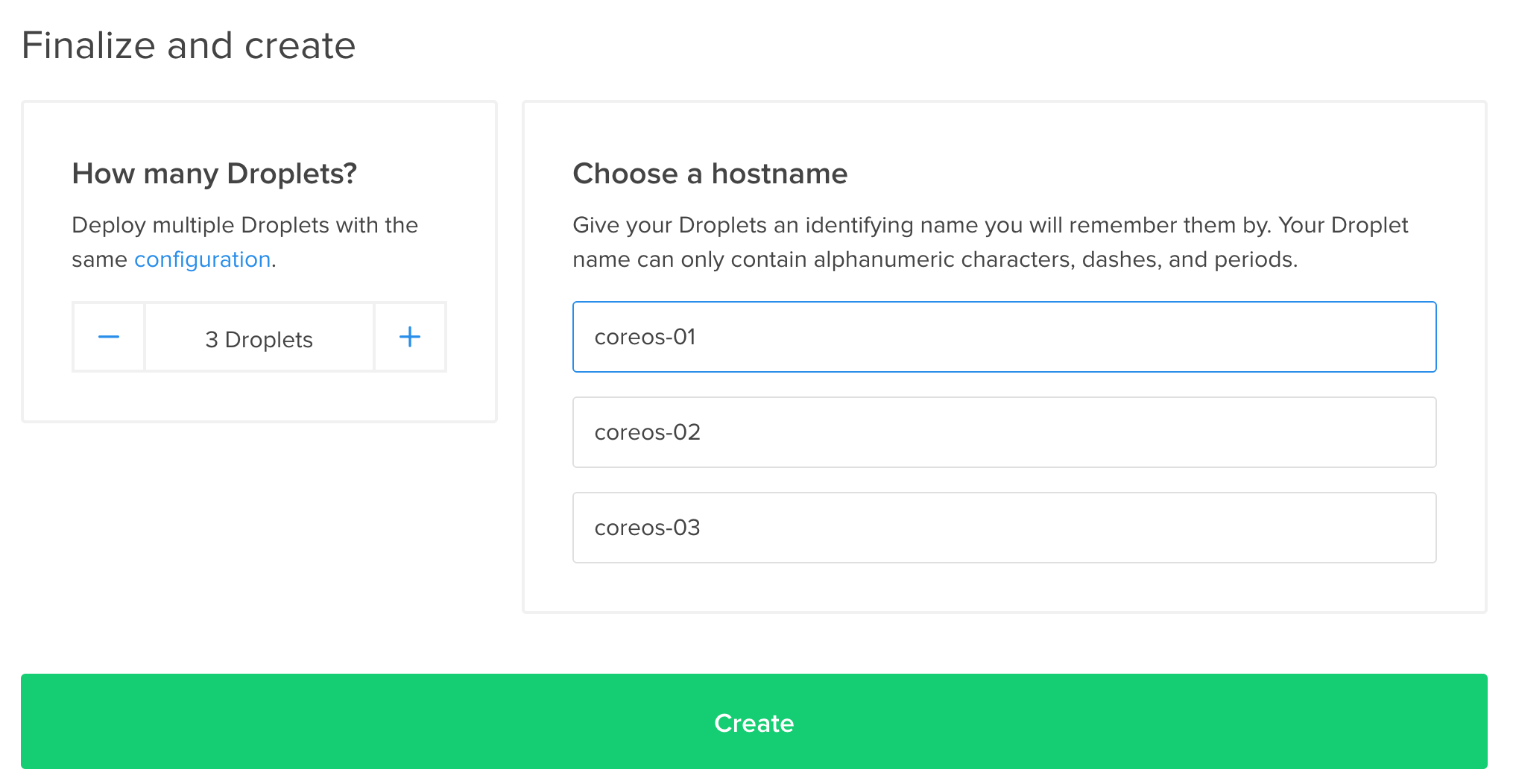 Create 3 Droplets