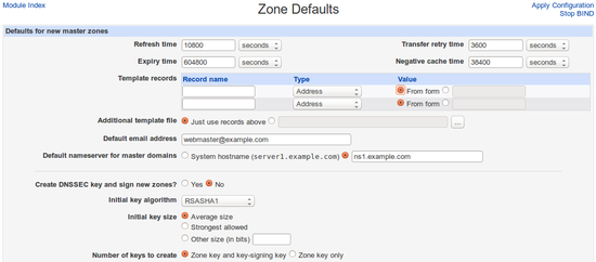 Zone Defaults