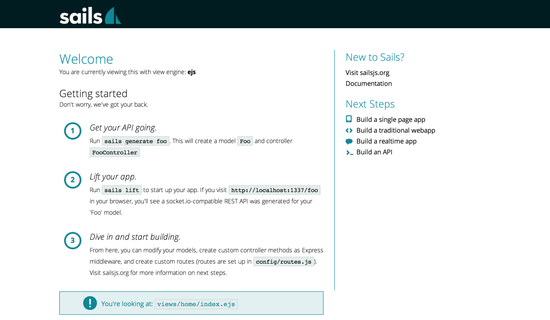 Sails.js Welcome