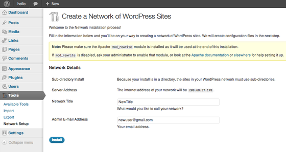 networking setup