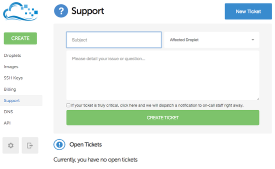 DigitalOcean Support page